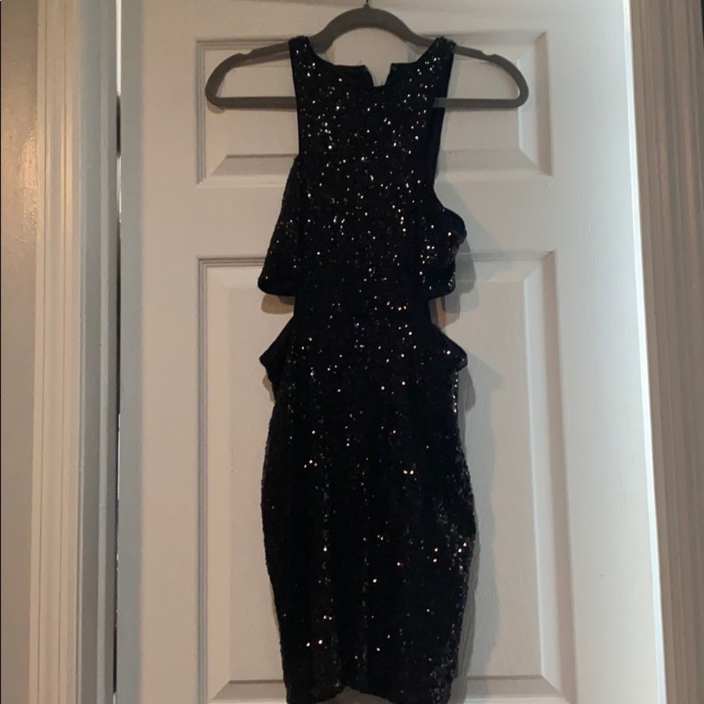 Express Black Sequin Cutout Dress - Size 4